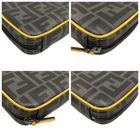 FENDI Zucca Gray Black Yellow PVC Leather - Shoulder Bag 811-021425 - Picture 6 of 14